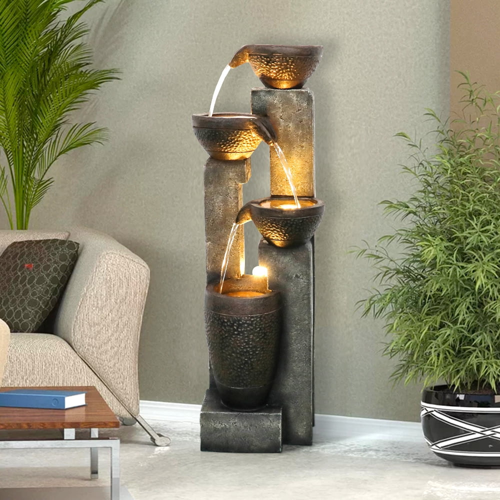 4-Tier Pots Garden Water Fountain - Decor for Yard