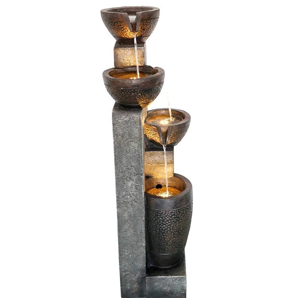 4-Tier Pots Garden Water Fountain - Decor for Yard