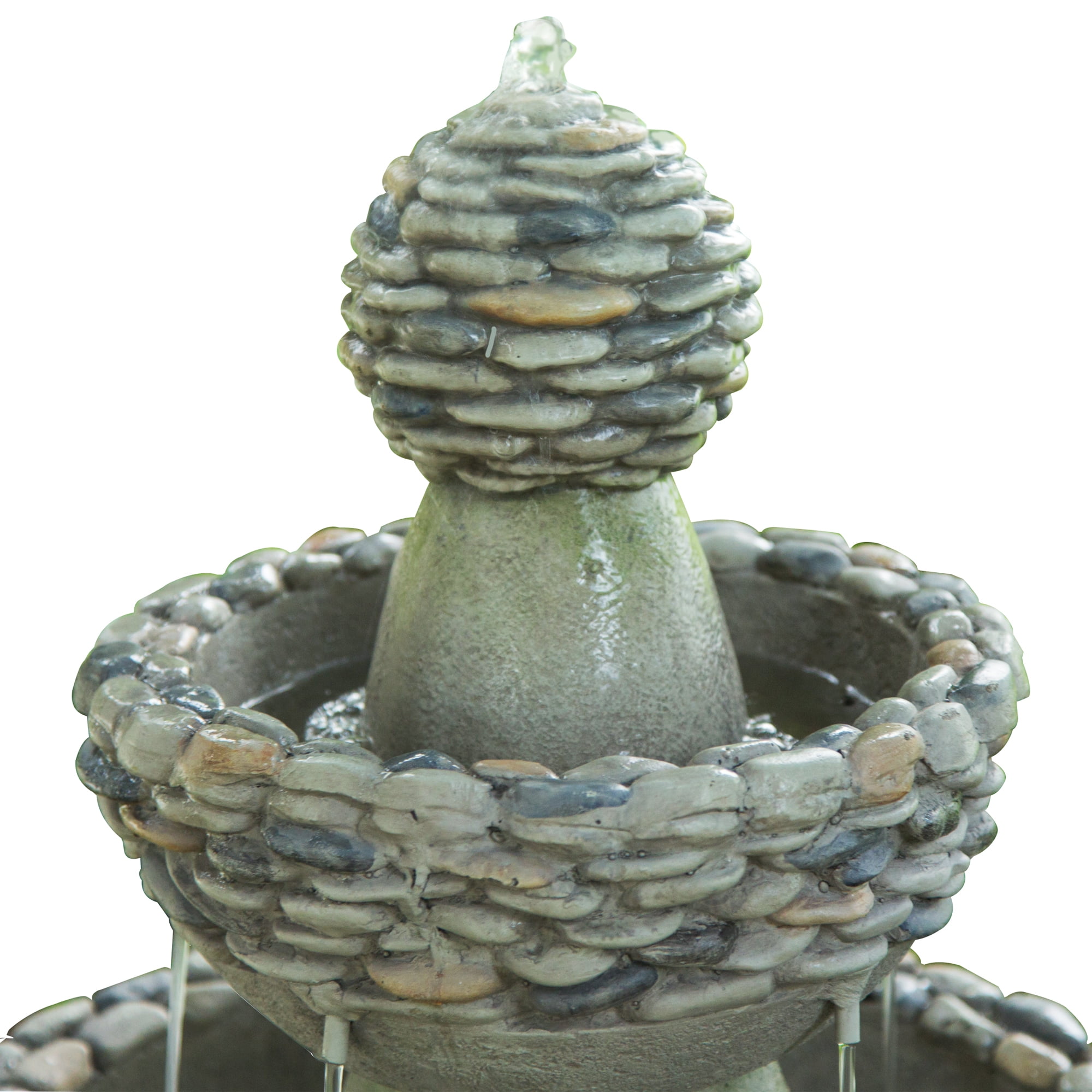 Teamson Home Stone-Look 3-Tier Outdoor Floor Fountain