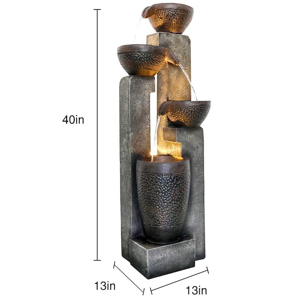 4-Tier Pots Garden Water Fountain - Decor for Yard