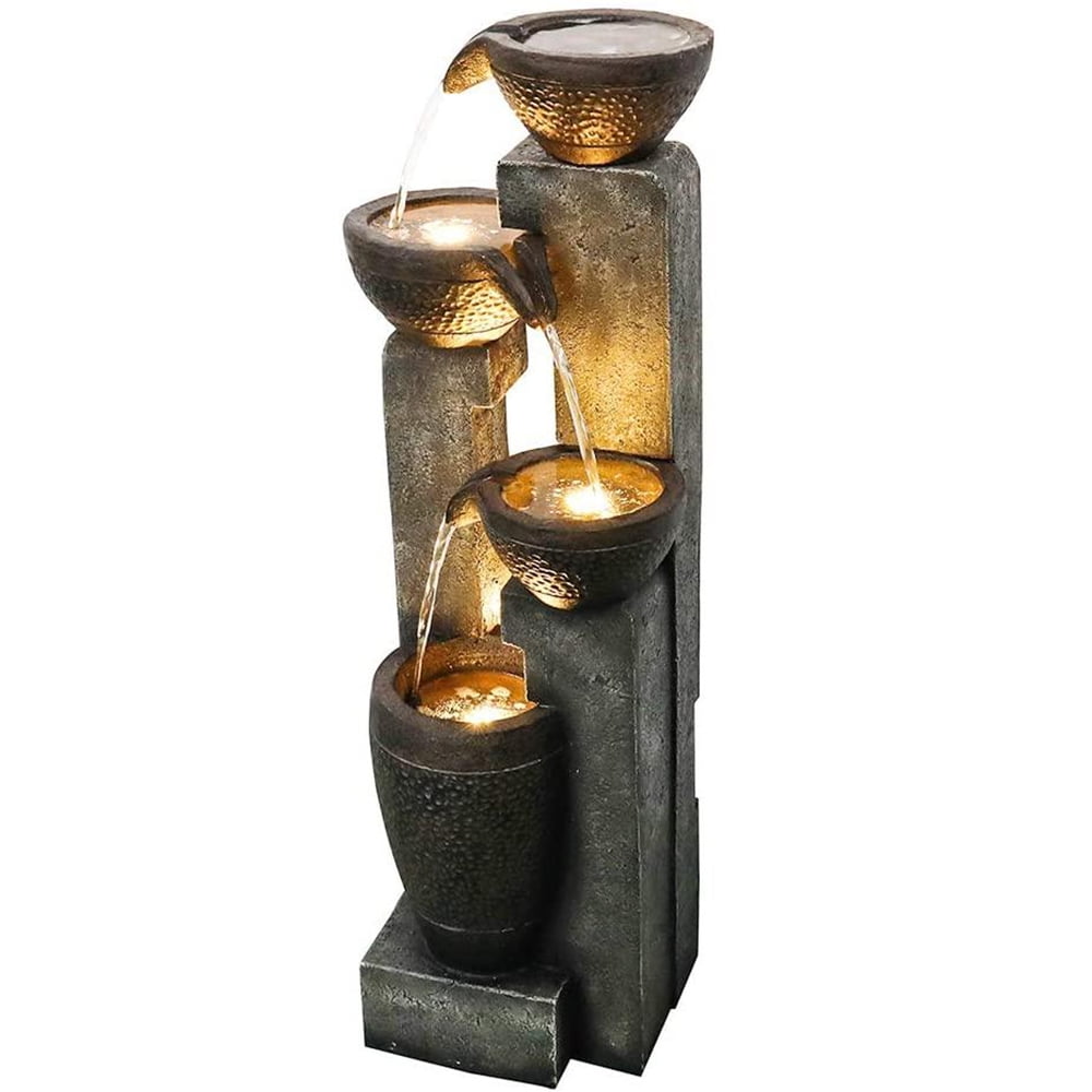 4-Tier Pots Garden Water Fountain - Decor for Yard