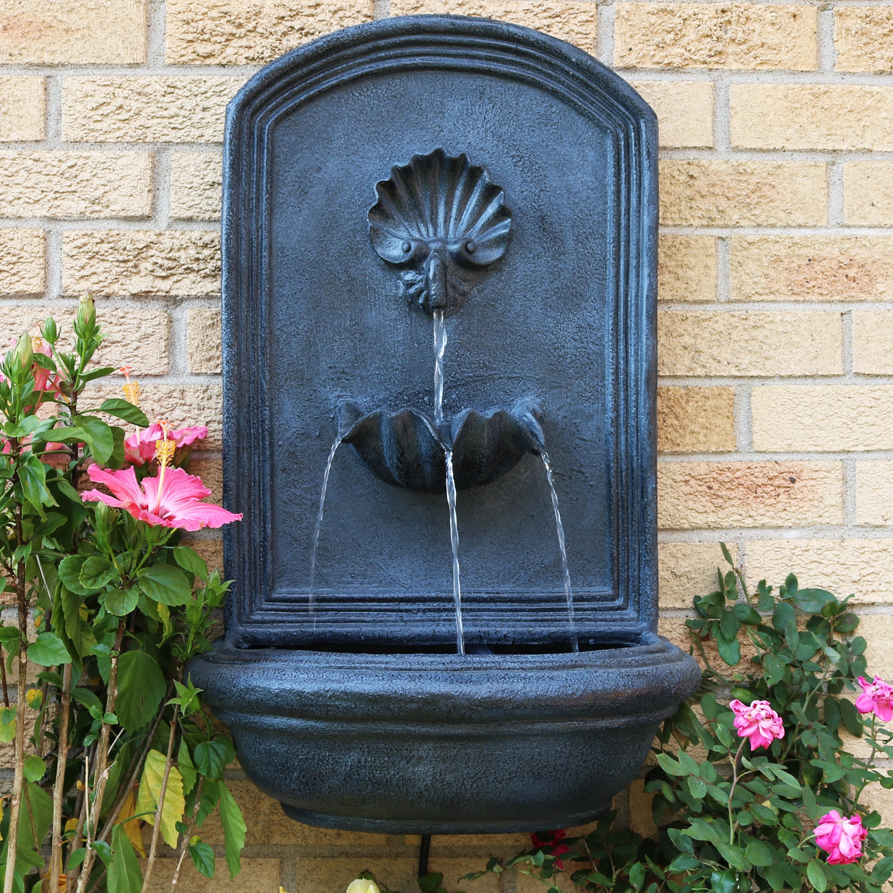 Sunnydaze Electric Seaside Outdoor Wall-Mount Water Fountain