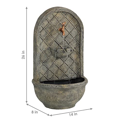 Sunnydaze Messina Wall Fountain - French Limestone Finish