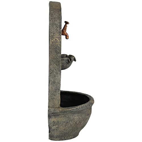 Sunnydaze Messina Wall Fountain - French Limestone Finish