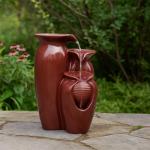 Teamson Home 3-Tiered Jar Waterfall Fountain, 20" Brown