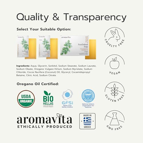 AROMAVITA Oregano Oil Soap - Natural Hand/Body Wash Bar