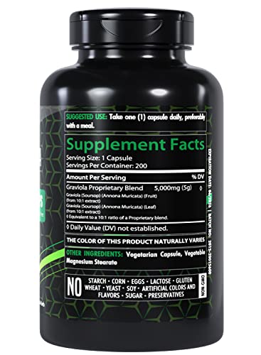 USA Made 5000mg Soursop Graviola Capsules | 200ct