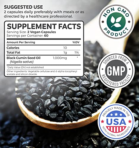 Black Seed Oil Softgel Capsules - Non-GMO & Vegan