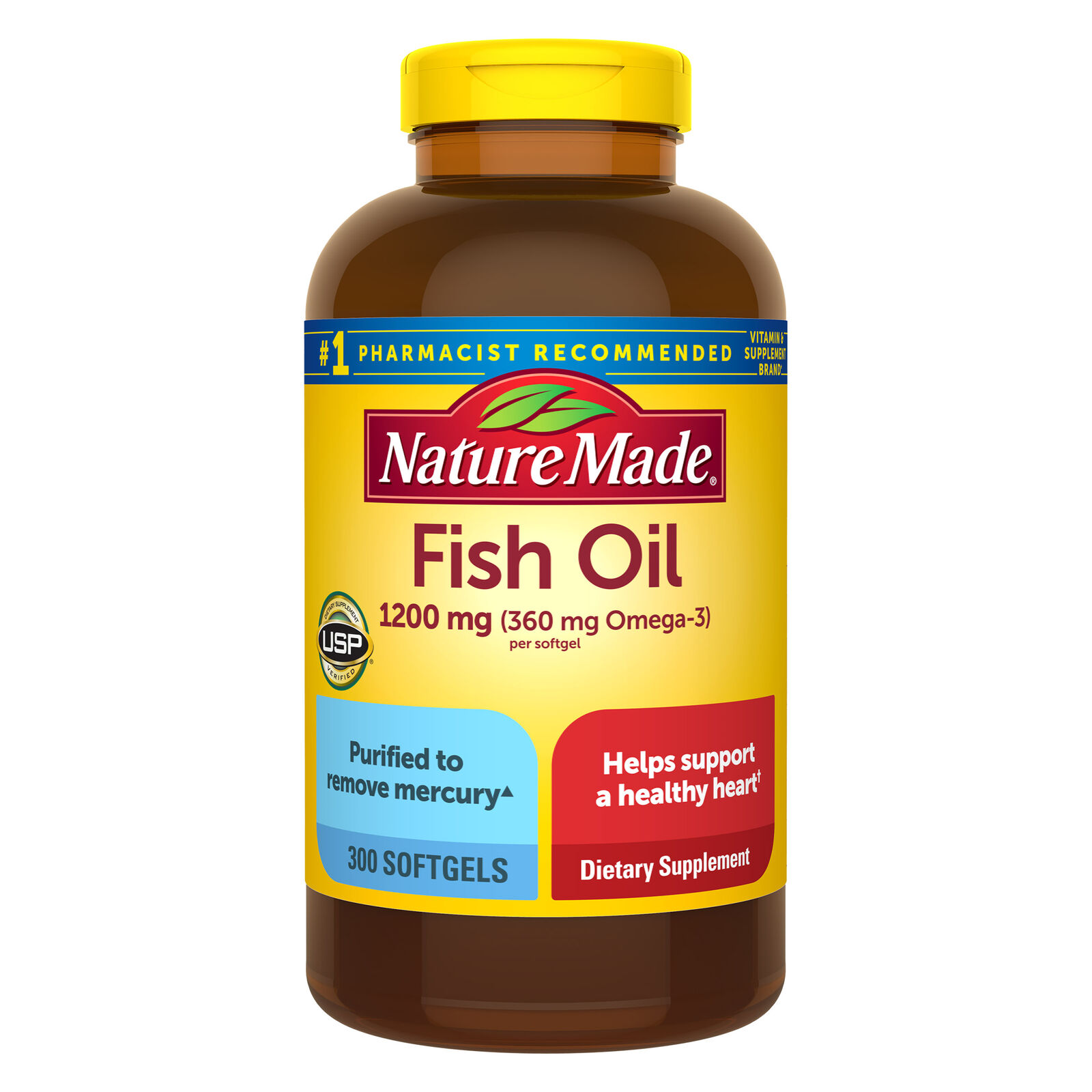 Nature Made Fish Oil Supplements: 300 Softgels, 150 Days