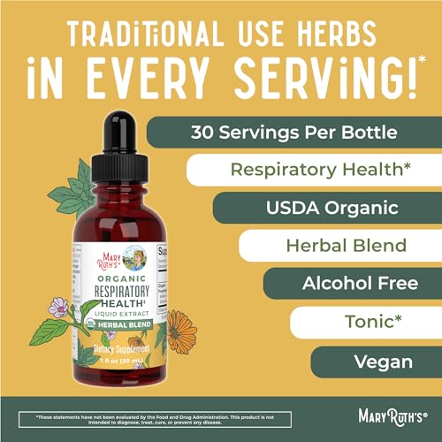 MaryRuth Organic Respiratory Health Drops with Mullein Leaf