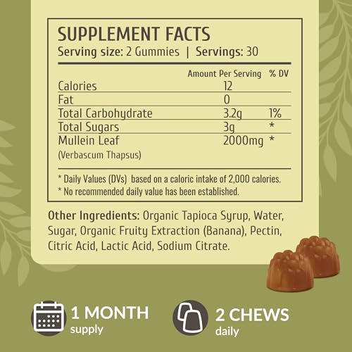 HERBAMAMA Mullein Gummies - Respiratory & Digestive Health Support