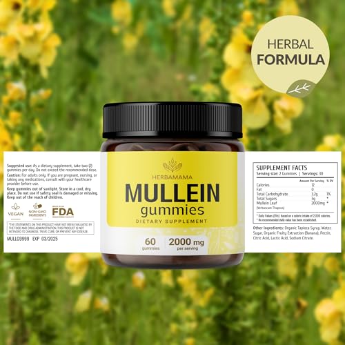 HERBAMAMA Mullein Gummies - Respiratory & Digestive Health Support