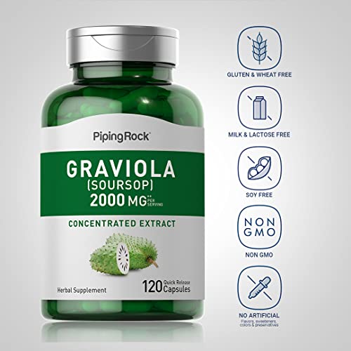 Piping Rock Graviola Capsules 2000mg | 120 Count | Soursop Extract