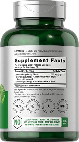 Graviola Extract 2000 mg Capsules | Non-GMO, Gluten Free | Soursop by Horbaach