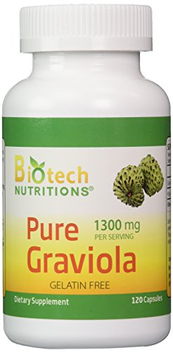 Graviola 1300mg Capsules – 100% Pure - 120 count