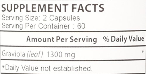 Graviola 1300mg Capsules – 100% Pure - 120 count