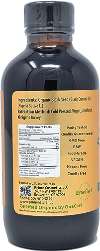 Certified Organic Black Seed Oil 4oz