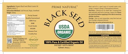 Certified Organic Black Seed Oil 4oz