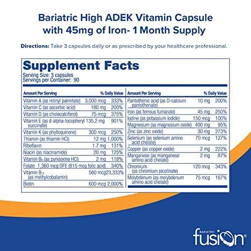 Bariatric Fusion High ADEK Multivitamin with Iron Capsules