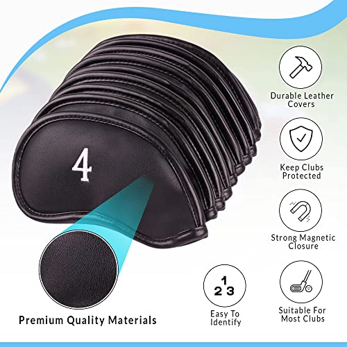 Premium Magnetic Leather Iron & Wedge Club Head Covers