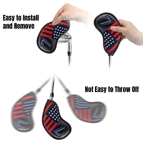 USA Flag Golf Magnetic Iron Head Covers Set, 10pcs