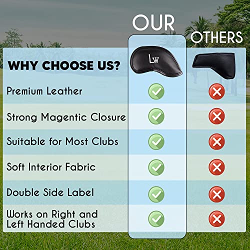 Premium Magnetic Leather Iron & Wedge Club Head Covers
