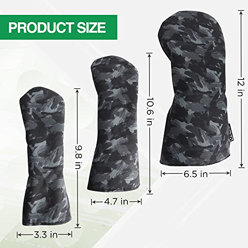 VIXYN 3 Pack Golf Club Head Covers (Black)