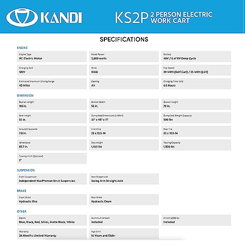 Kandi America 2 Passenger Electric Golf Cart - White