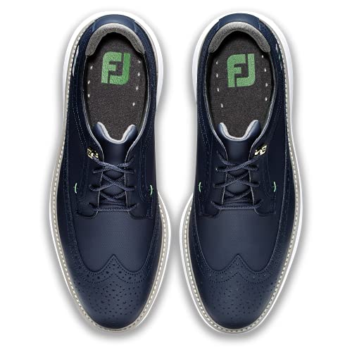 FootJoy Men's Traditions-Shield Tip Golf Shoe, Navy/Green