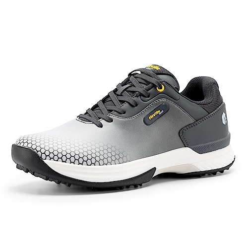 FitVille Waterproof Spiked Men's Golf Shoes (Gray, 9.5)