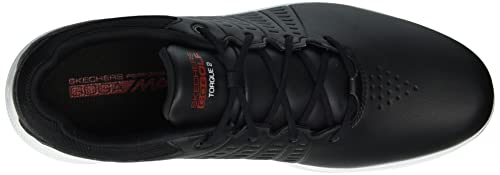 Skechers Men's Waterproof Golf Shoe, Black/Red Sole, 9.5 Wide