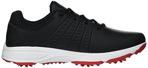 Skechers Men's Waterproof Golf Shoe, Black/Red Sole, 9.5 Wide
