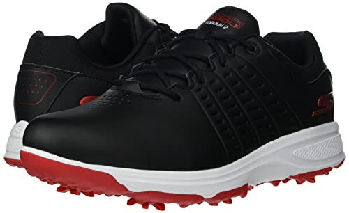 Skechers Men's Waterproof Golf Shoe, Black/Red Sole, 9.5 Wide
