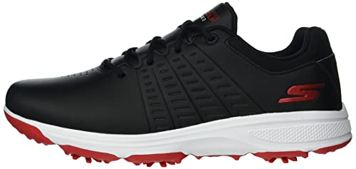 Skechers Men's Waterproof Golf Shoe, Black/Red Sole, 9.5 Wide