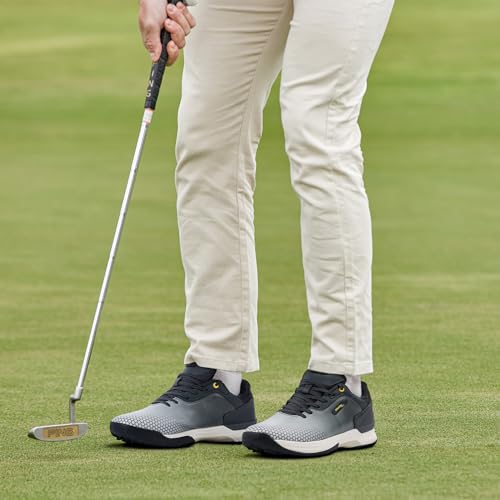 FitVille Waterproof Spiked Men's Golf Shoes (Gray, 9.5)