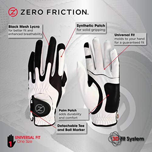 Zero Friction Men's Golf Glove (2 Pack), White