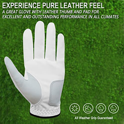 Men's Leather Golf Gloves with Ball Marker Pack