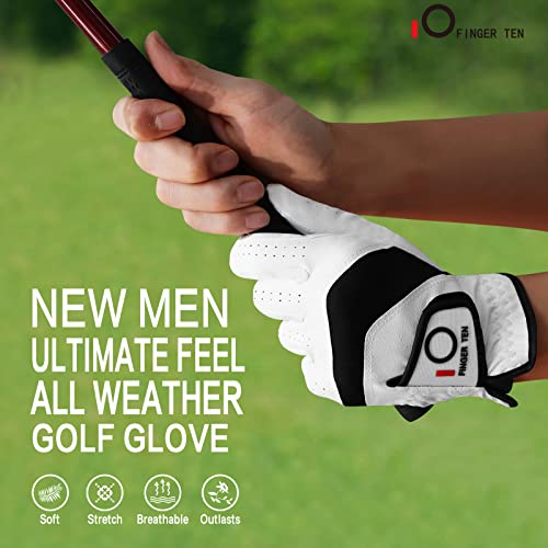 Men's Leather Golf Gloves with Ball Marker Pack