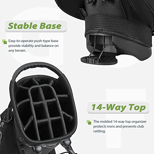 GoHimal Lightweight 14-Way Golf Stand Bag, Black