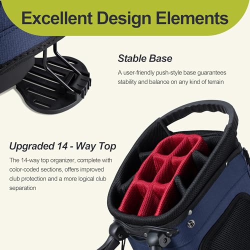 14 Way Golf Stand Bag for Men, Lightweight & Spacious