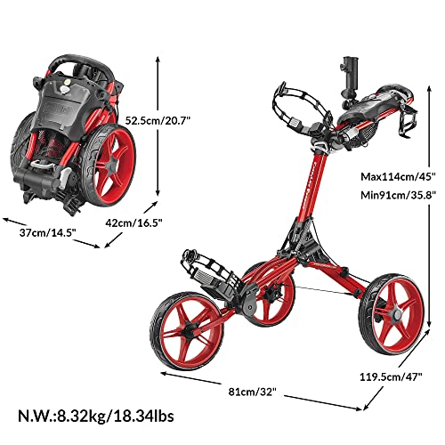 CaddyTek CaddyLite Red Compact Golf Push Cart