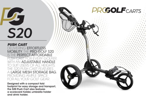 Pro Golf S20 3-Wheel Push Cart with Accessories