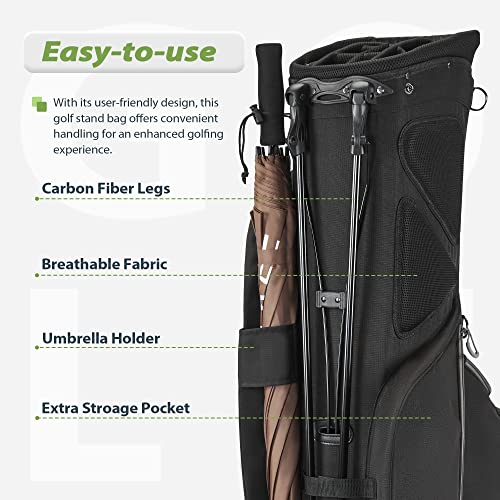 GoHimal Lightweight 14-Way Golf Stand Bag, Black