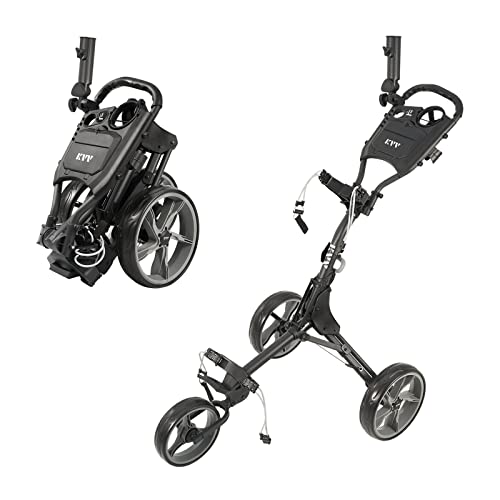 KVV 3-Wheel Foldable Golf Push Cart, Lightweight, Compact