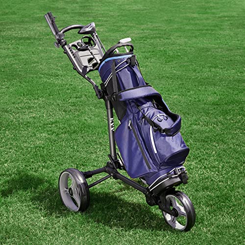 KVV 3-Wheel Foldable Golf Push Cart, Lightweight, Compact