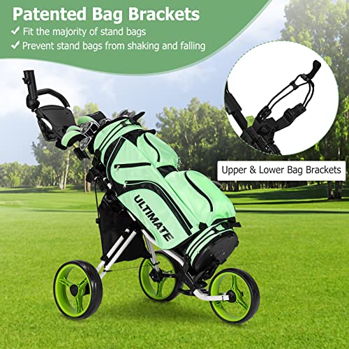 Tangkula Golf Push-Pull Cart with Seat & Storage