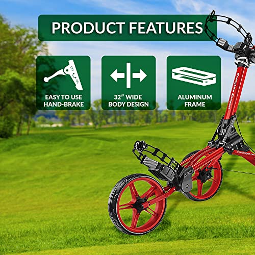 CaddyTek CaddyLite Red Compact Golf Push Cart