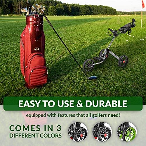 CaddyTek 3-Wheel Deluxe Golf Push Cart - Compact