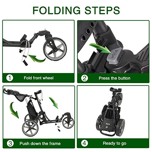 KVV 3 Wheel 360 Rotating Golf Push Cart