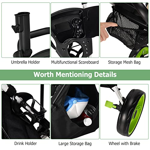 Tangkula Golf Push-Pull Cart with Seat & Storage